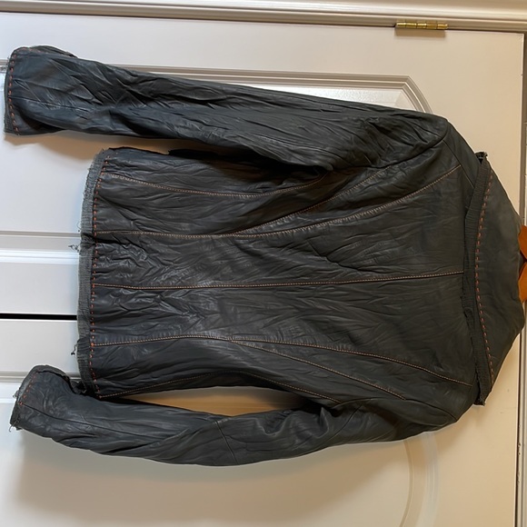 NWOT crinkled leather jacket - dark grey size XS - Picture 7 of 7